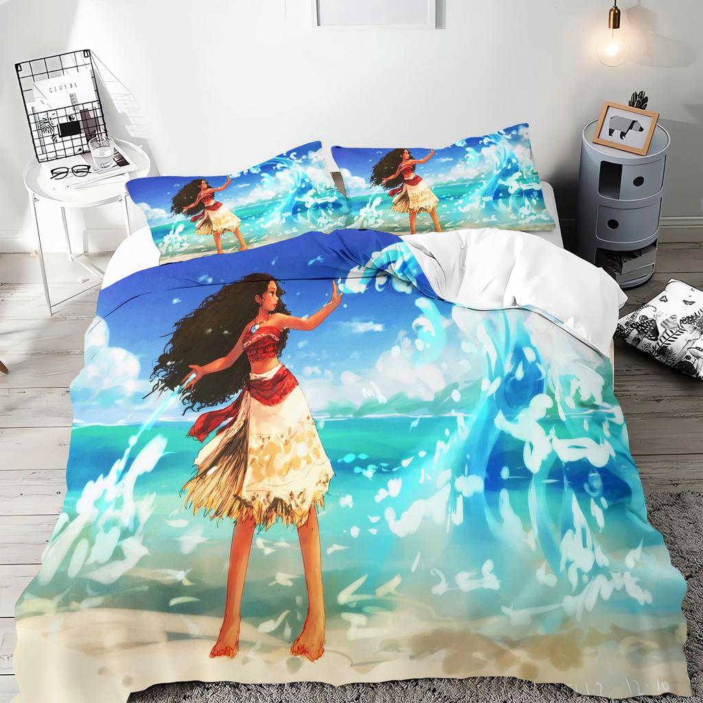 Moana Princess Anime Home Bedroom Comforte Nordic polyester material suitable for children and adults 2/3-piece set