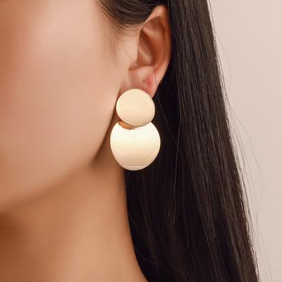 Retro Round Metal Earrings Three-dimensional Mirror Brushed Earrings Fashion Wild Earrings Jewelry