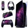 PlayVital PS5 Console Disc Edition Custom Stickers, PS5 Stickers for PS5 Controllers, Charging Stations, Headsets, and Media Remotes [Purple Nebula]