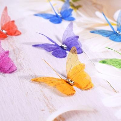 50Pcs Double-layer Chiffon Butterfly Embroidered Patches  Bridal Hair Accessories