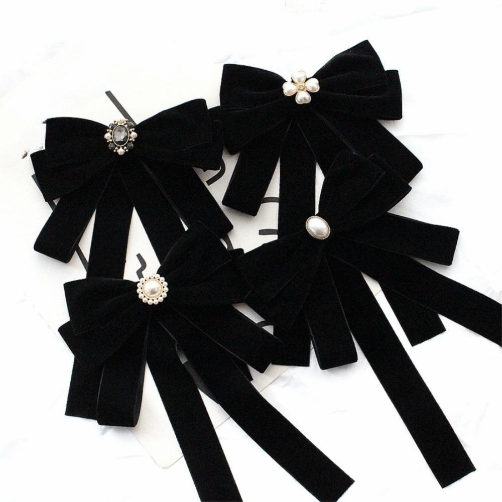 Velvet Black Ribbon Pin Beads Funerals Memorial Pin Sparkling Ribbon Badge Brooch Men