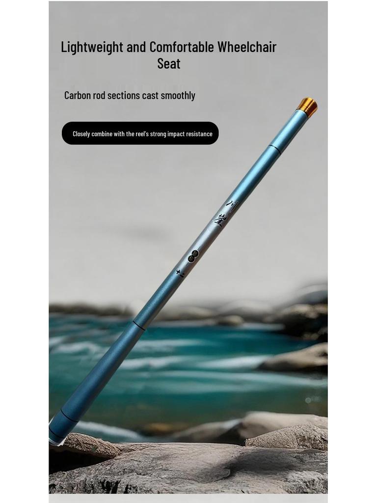 19-Section Super-Hard Carbon Stream Rod, Ultra-Compact Retractable 43cm, Black for Competition Use
