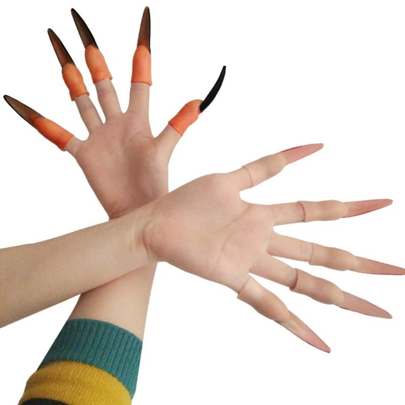 Witch Fingers Nails Halloween Costume Props Fake Witch Nose for Party Club