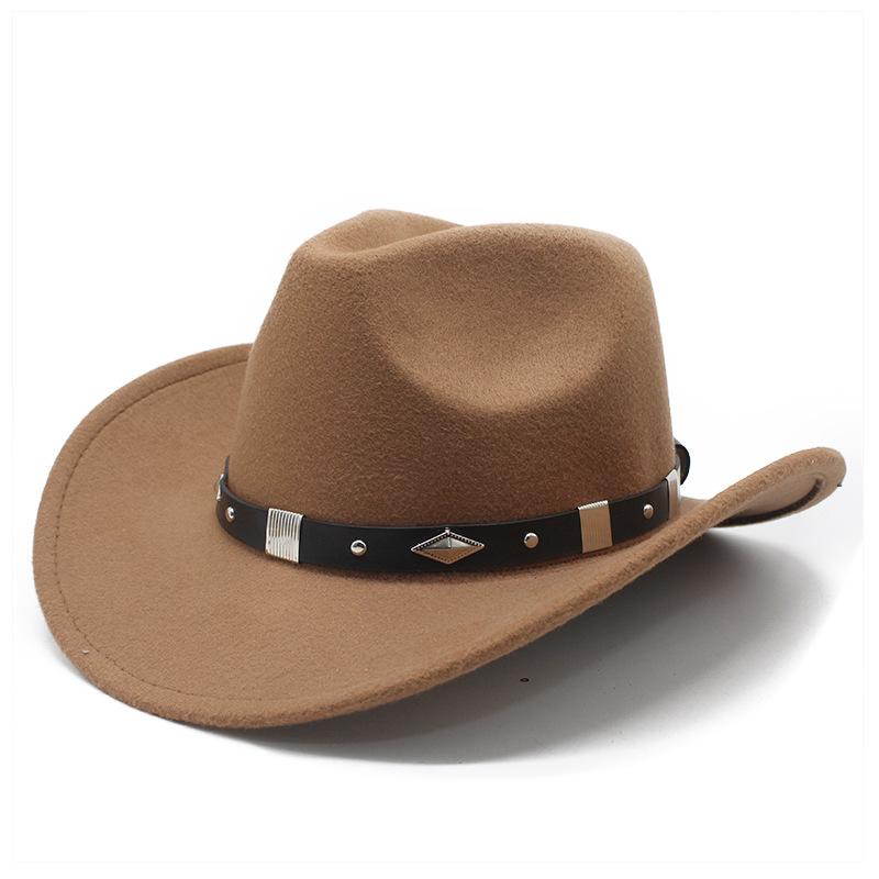 Spring Edge Cowboy Hat Western Wind Curved Edge Metal Accessories Top Hat Men'S And Women'S Hats