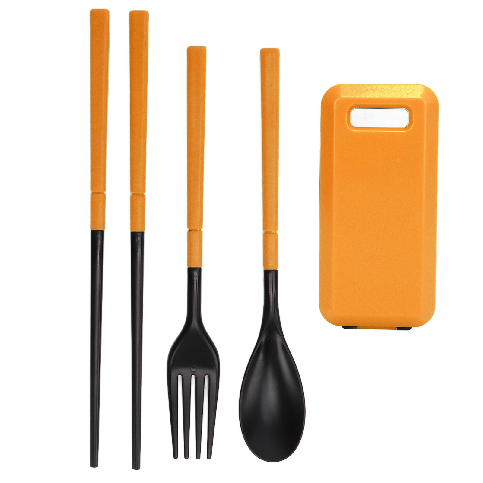 Tableware Set ABS Plastic Spoon Fork Chopsticks Contain Portable Outdoor Folding Tableware