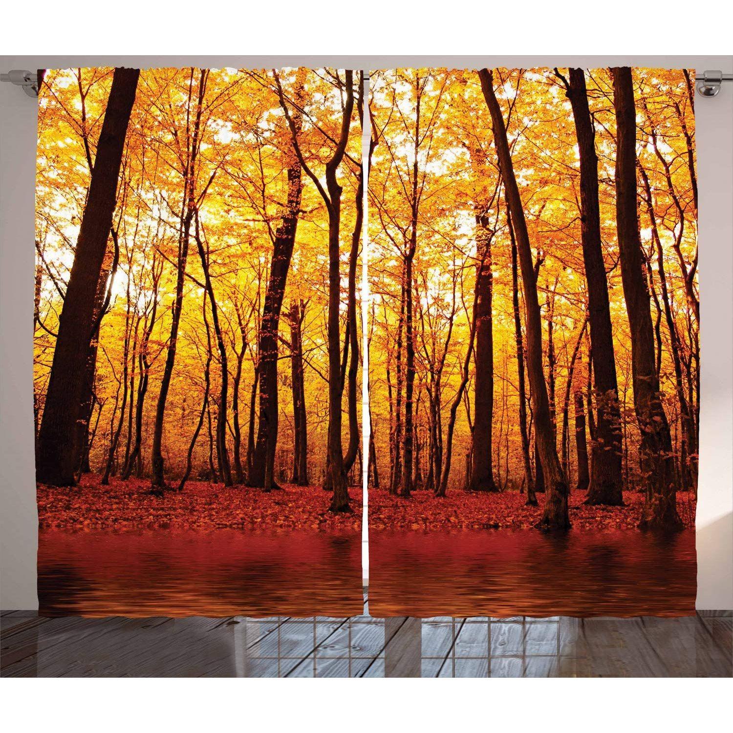 

3D Bamboo Forest Printed Curtains Thin Shading Window Drapes for Living Room Bedroom Home Decor W50xH130(CM)x2PCS-Rod pocket