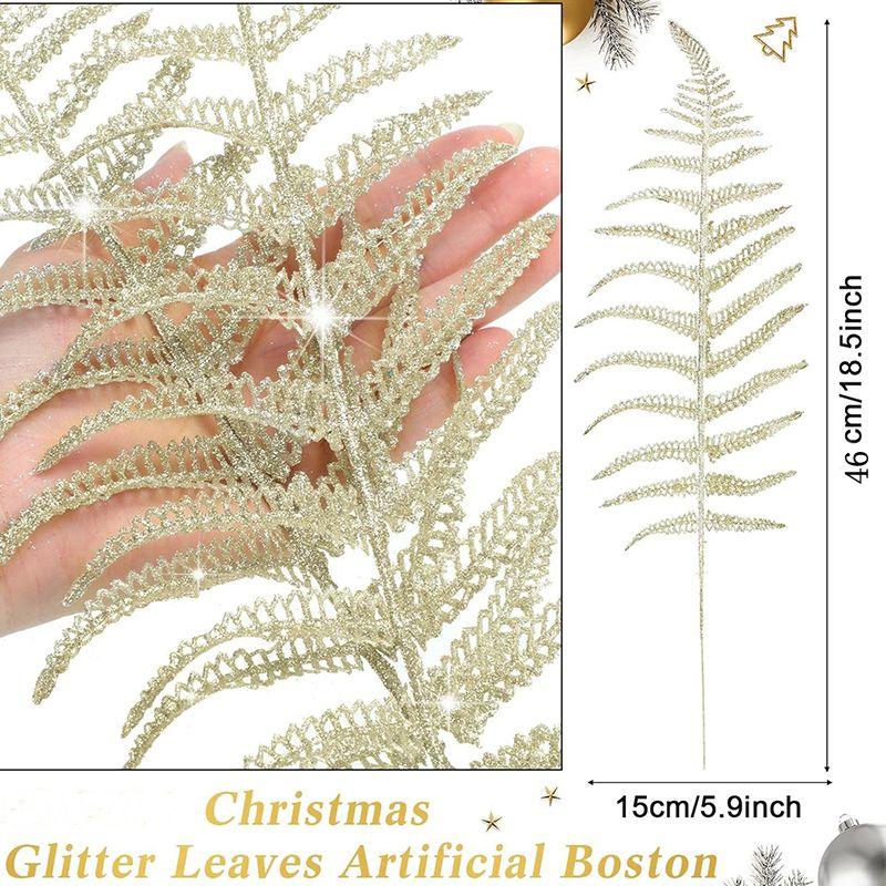 5Pcs Christmas Decorations Glitter Artificial Leaves Xmas Tree Wedding Arrangements New Year Wreaths DIY Party Garland Accessory