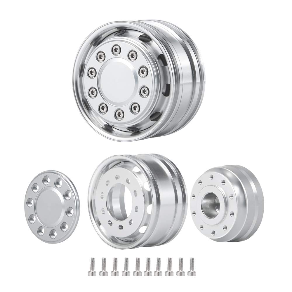 TRZX Metal Front Wheel Hub Rim Upgrade Parts for 1/14 Tamiya Trailer Truck RC Car (2 Pieces)