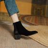 Short boots autumn and winter new square head thin boots thick heel back zipper fashion boots literary and retro boots
