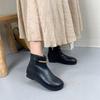 Johnature Retro Short Boots With Side Zipper Genuine Leather Soft Sole Comfortable Women's Shoes