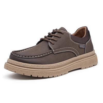 Fashion Men's Shoes 2024 Classic Basic Men's Casual Shoes Daily Outdoor Low Heel Male Sewing Round Toe Lace Up Trend Man Leather Shoes