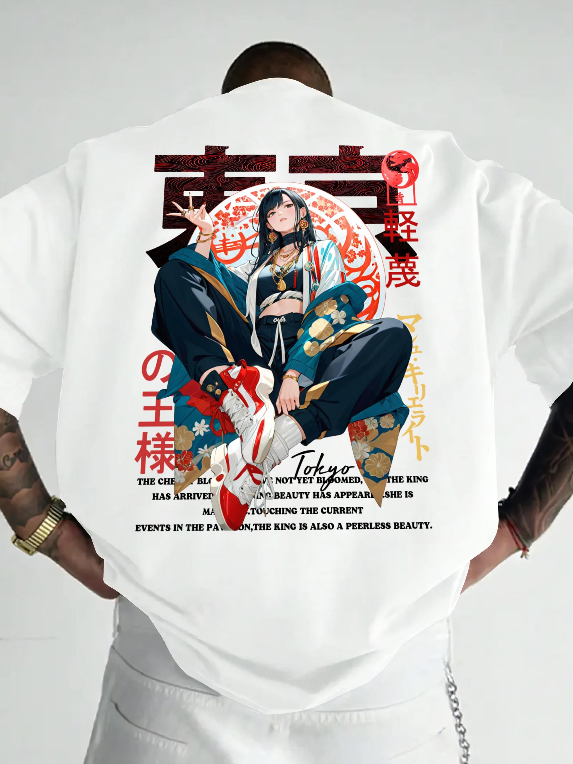 

Mens Tokyo Anime Girl Pattern Shortsleeved Tshirt Summer 100 Cotton Comfortable Soft Loose Daily Fashion Street Trend Style 4XL