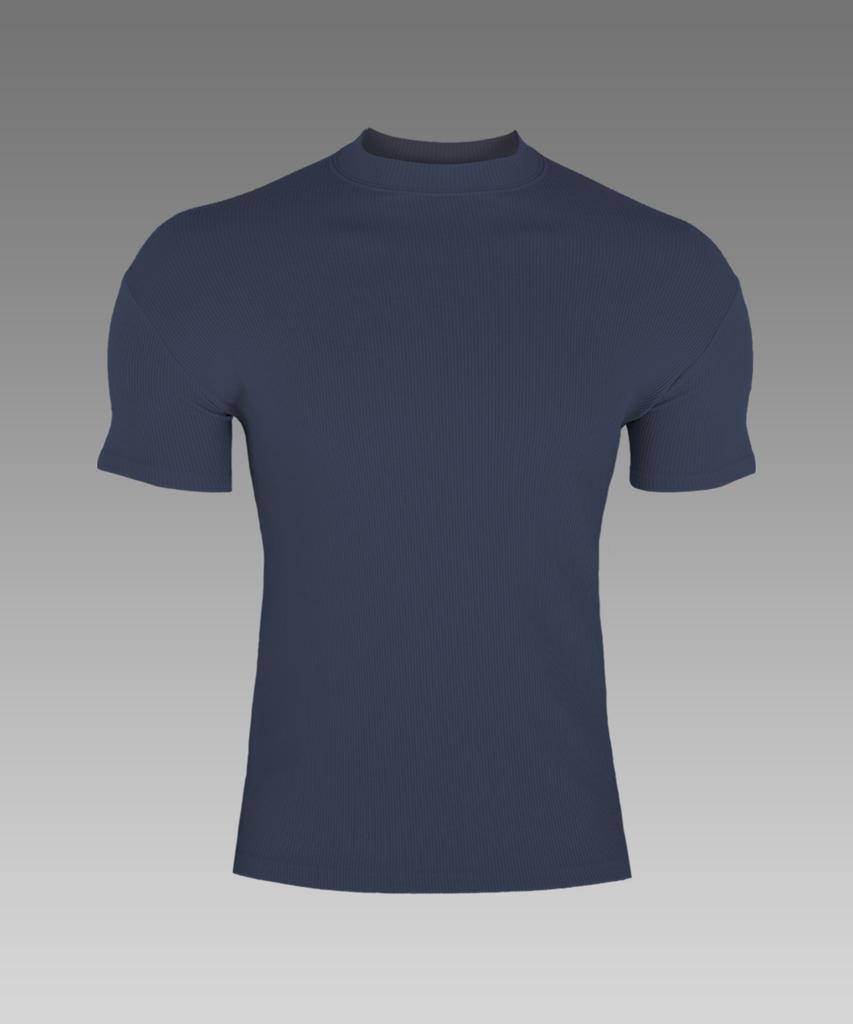 BOASTFIT Muscle Fit Ribbed Half-Neck Short Sleeve Knit