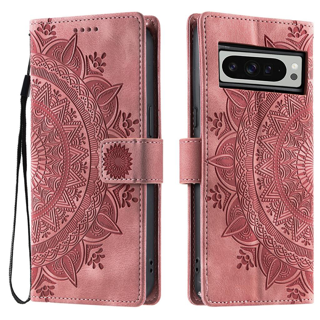 Style 018 For Google Pixel 9 Pro XL Case Imprinted Totem Skin Feel Wallet Leather Phone Cover