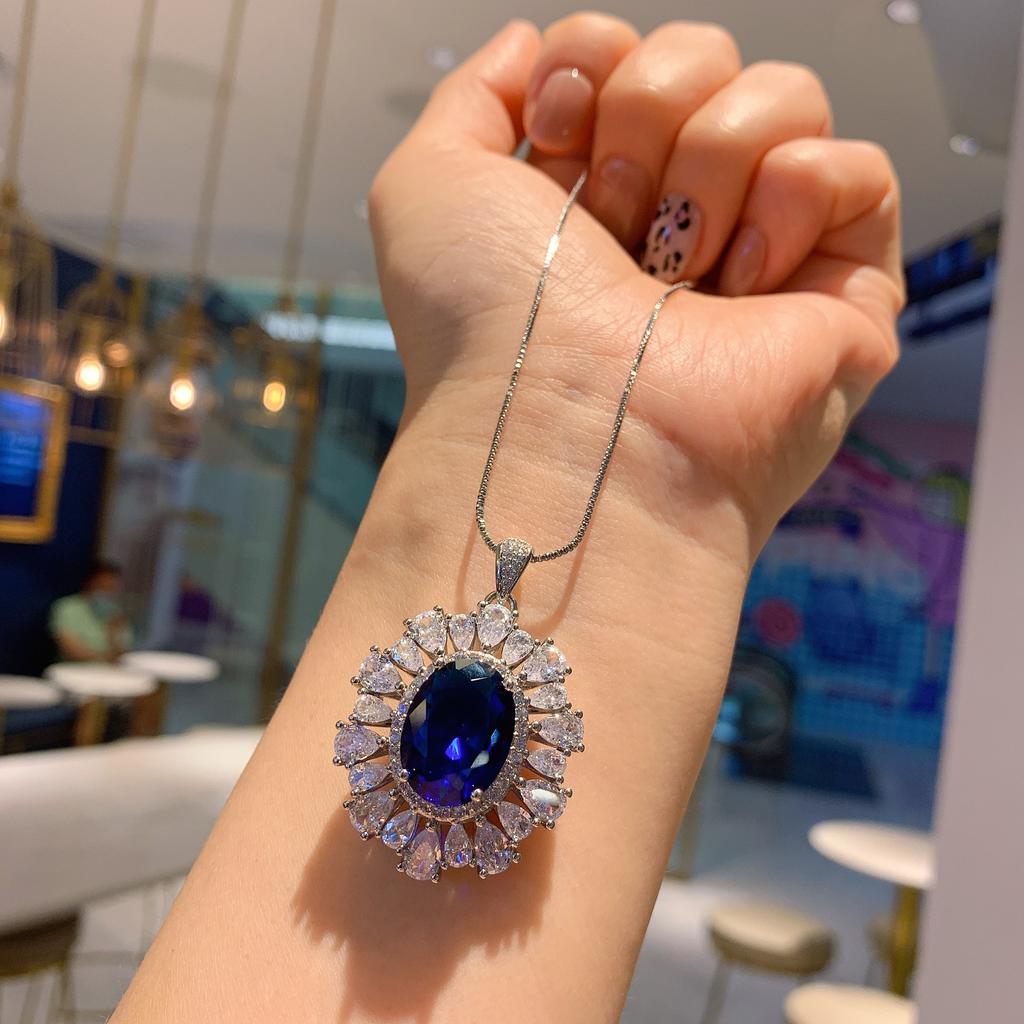 Jewelry Retro Simulation Red Glass Jewelry Set Pendant Ring Main Stone 12 * 16