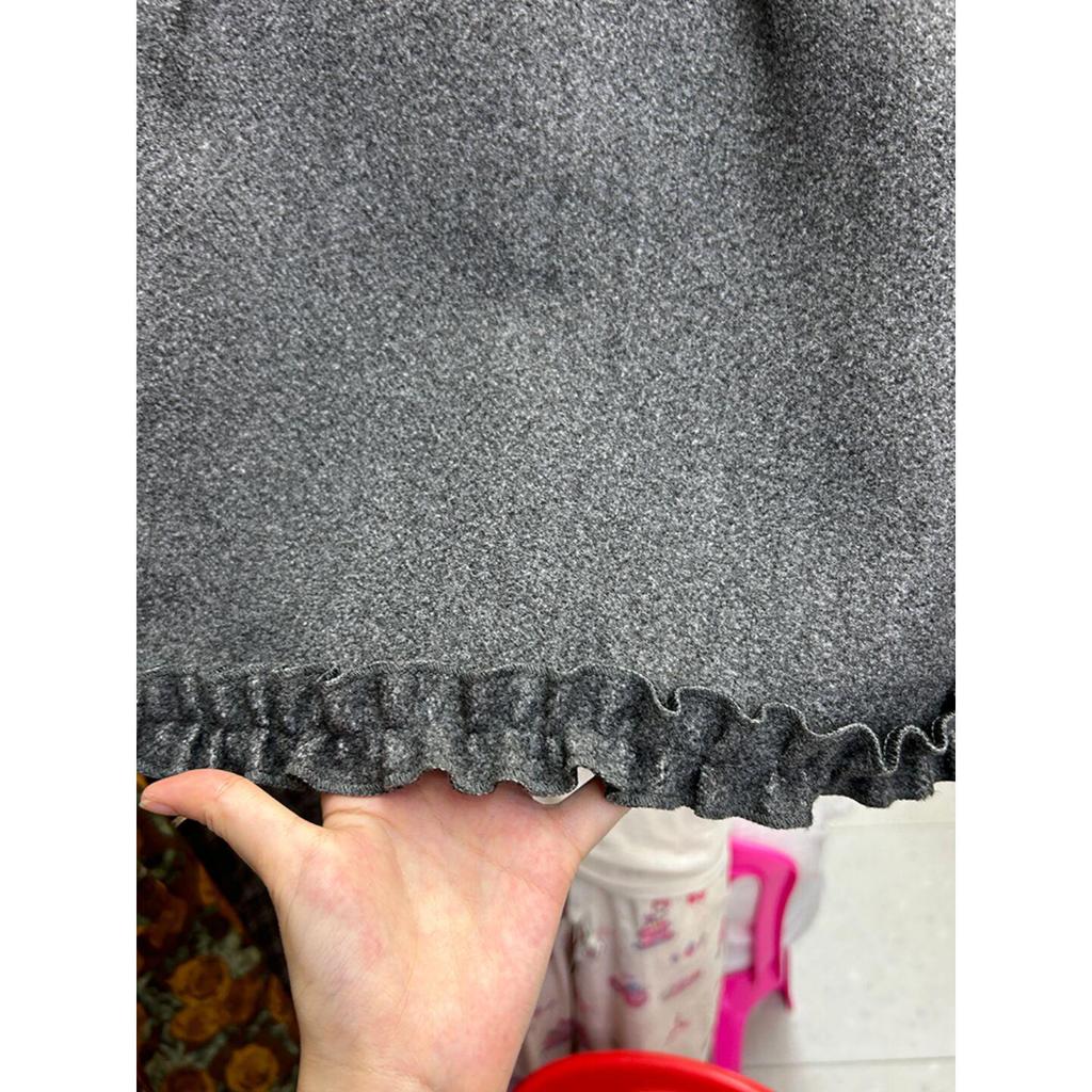Korean Style Wool A-Line Ruffled Skirt for Petite Women - Spring/Autumn 2026 Arrival, Short Skirt 663C