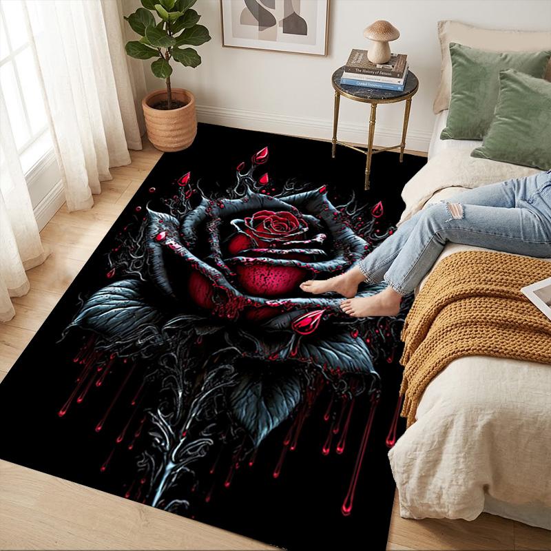 Gothic Rose Living Room Nonslip Area Rug Soft Carpet For Bedroom Game Playroom Sofa Office Home Decor Doormat Christmas Gift C930164
