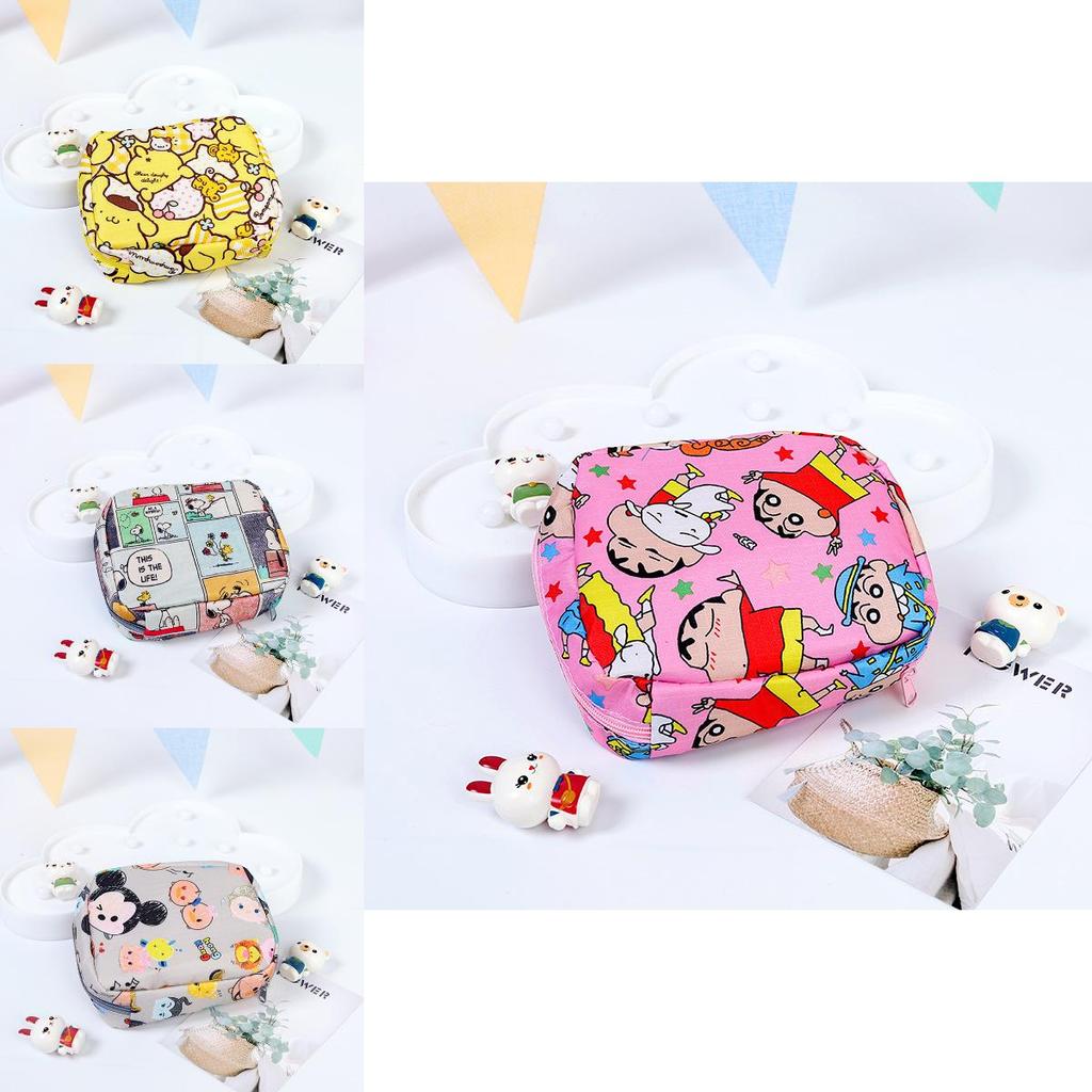 Cartoon Waterproof Sanitary Pad Storage Bag With Cute Girl Design For Travel And Makeup Supplies