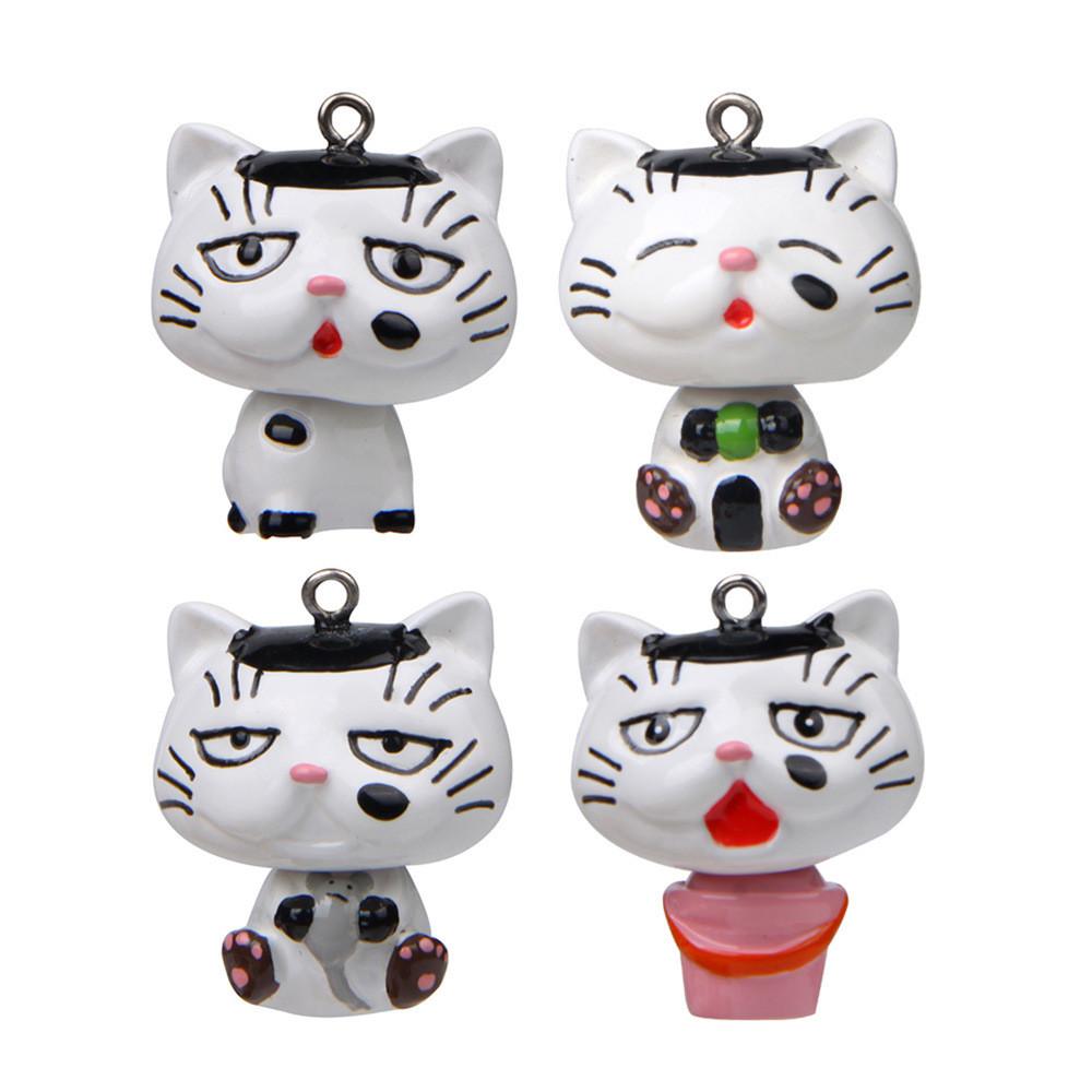 Cat Resin Figurine Keychain With Cartoon Style For Gift Giving And Collection