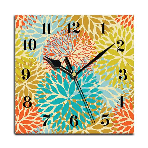 24 Cm Fashion Originality Wooden Square Wall-mounted Clock Quiet Desk Clock for Kitchen Office Living Room Study Dining Room