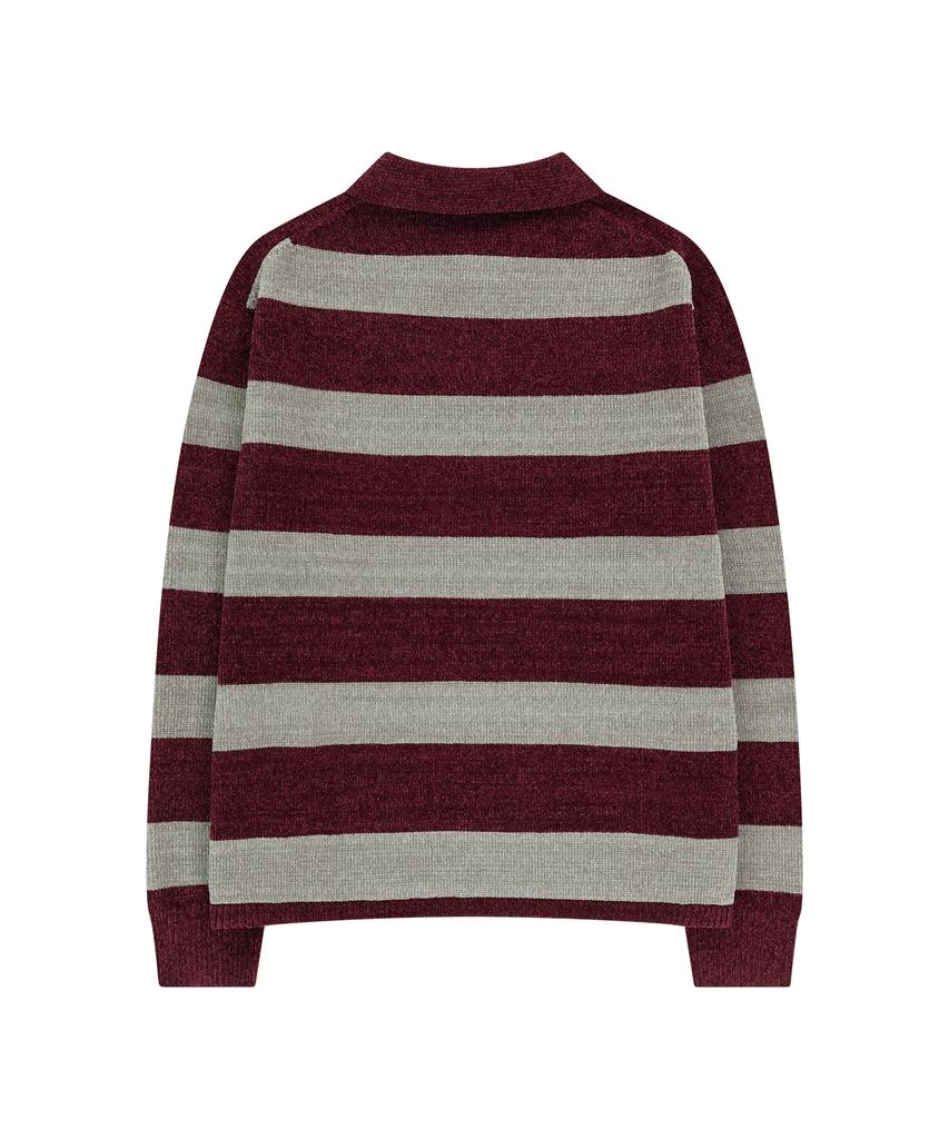 SLOWACID Velour Stripe Pk Knit [Burgundy/Beige]