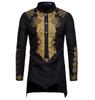 Men's Gold Foil Print Long Sleeve Middle Eastern Style Shirt (European Size, 2023)