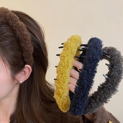 Podzim Zima Plyšová Měkká Čelenka Žena Retro Temperament Vlasový Obruč Kravata Dáma Párty Pás do Vlasů Módní Vlasové Doplňky Ozdoba