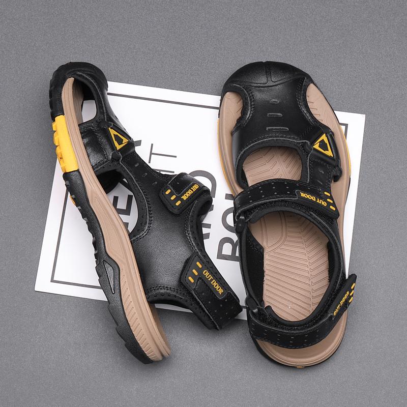 Fashion Fashion Mens Sandals Summer Breathable Genuine Leather Casual Walking Shoes Moccasins Comfy Non-Slip Slip On Handmade Sandals