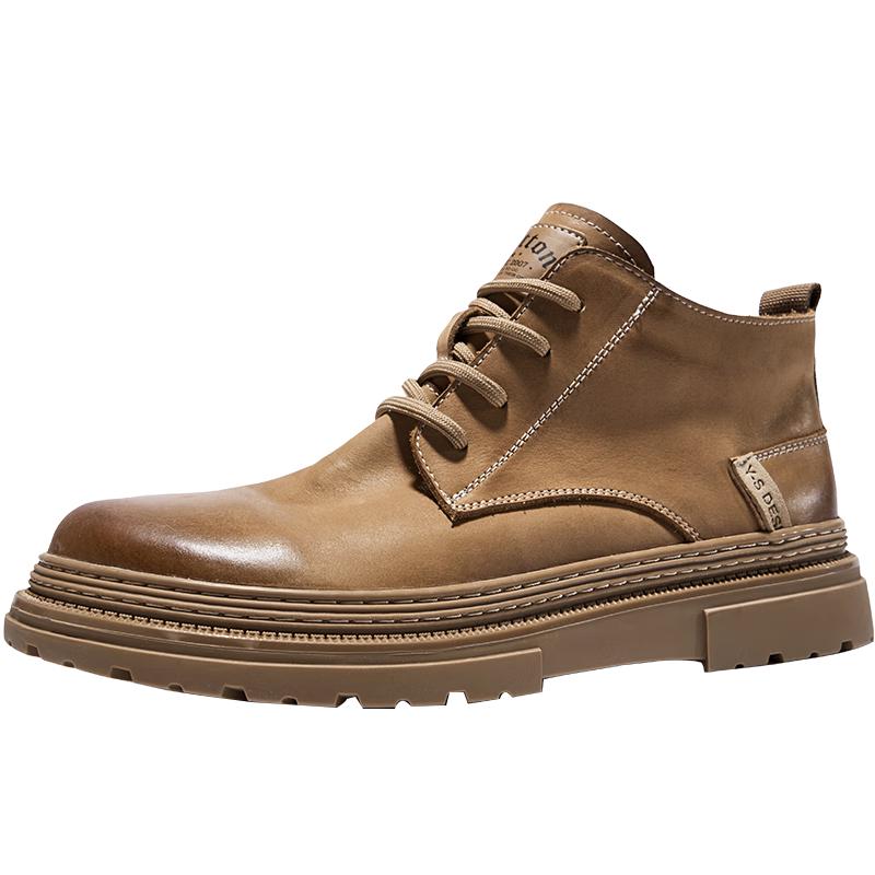 HAUT TON Men's Retro Cowhide Martin Boots
