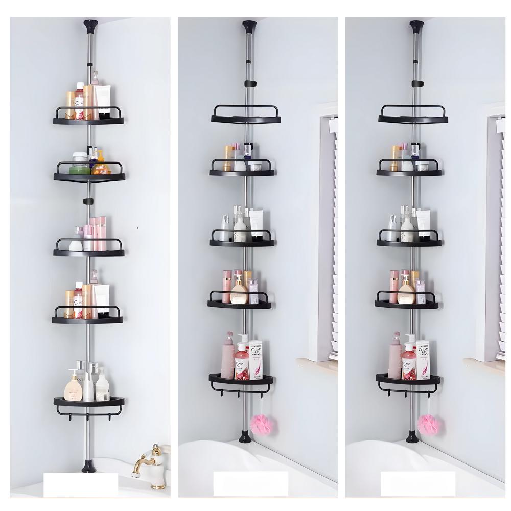 Corner bathroom shelf, telescopic, adjustable, for shower, 4 shelves, strong