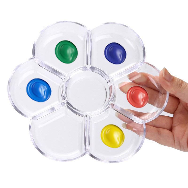 "Children's White Plastic Painting Palette: Plum-Shaped Acrylic & Watercolor Tray"