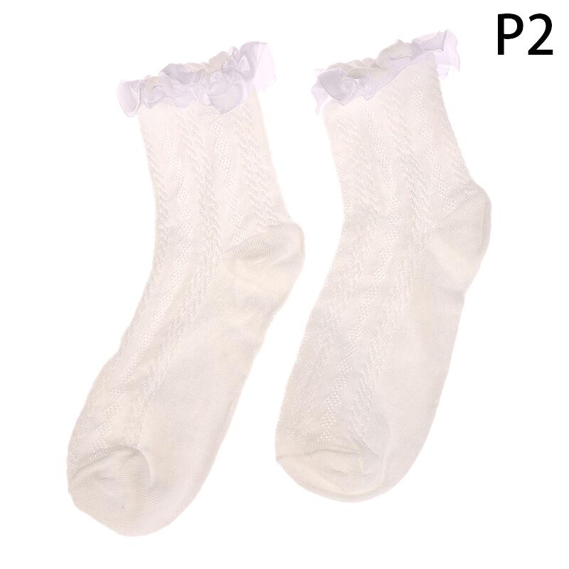 

Женские носки однотонные черные белые кружевные носки с оборками в стиле Лолиты, летние тонкие носки в японском стиле Kawaii для милых девушек, милые короткие носки для женщин