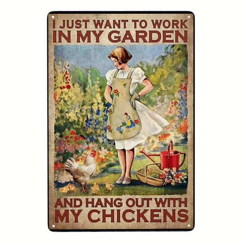 Gardening Vintage Metal Tin Sign  Wall Decor Because Murder Is Wrong Funny Plants Retro Sign for Farmhouse Home Room Decoration
