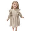 Girls' Fashion Cute Solid-Color Lace Flutter-Sleeve Princess Tiered Dress