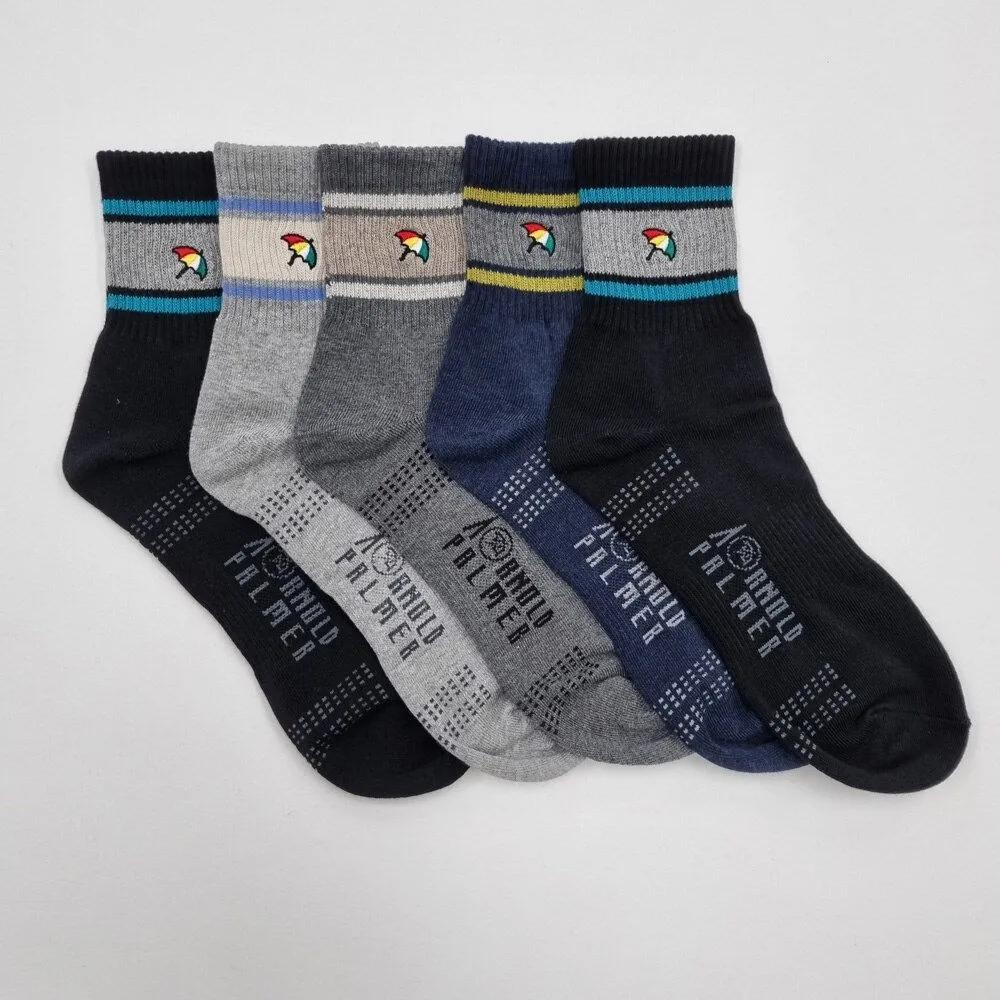 Arnold Palmer Double-Stripe Casual Anti-Twist Men s Fashion Mid-Length Socks 5 Pairs 5 pairs (color mix)