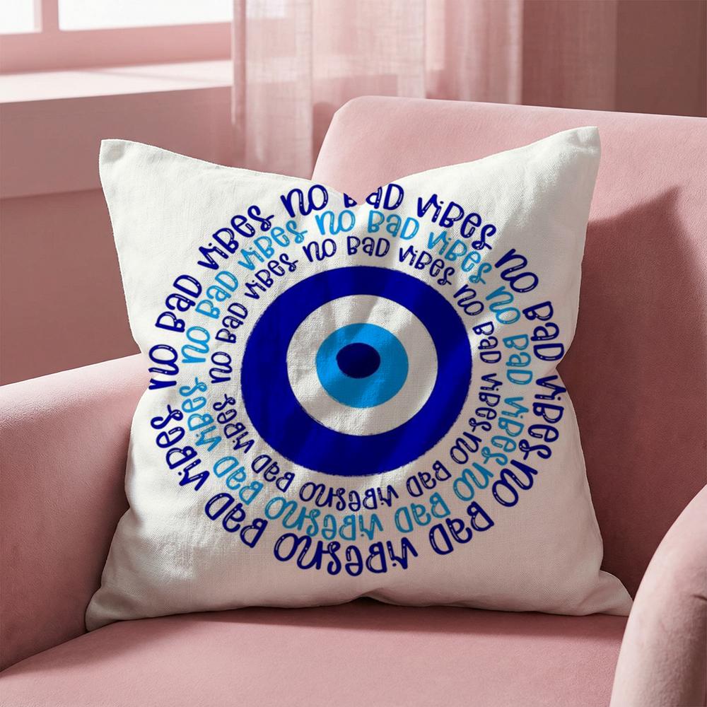 Evil Eye Symbol Art Cushion Cover Multi-Scene Pillow Cover for Home & Car - Reversible, Soft & Durable for Daily Use