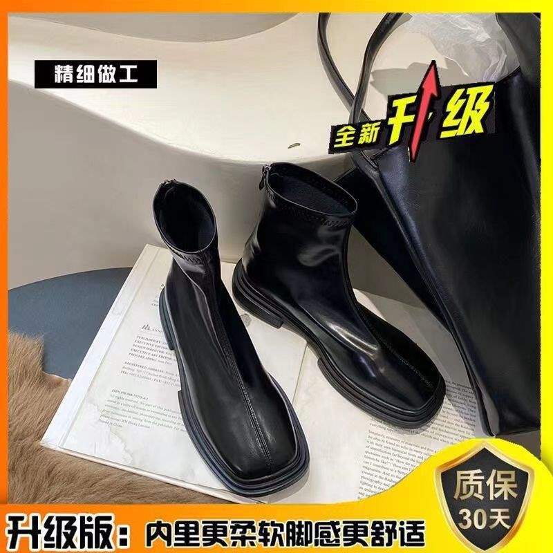 Elastic British Martin Boots Women's 2025 Autumn and Winter New Chelsea Boots Small Naked Boots Skinny Boots Fleece Short Boots