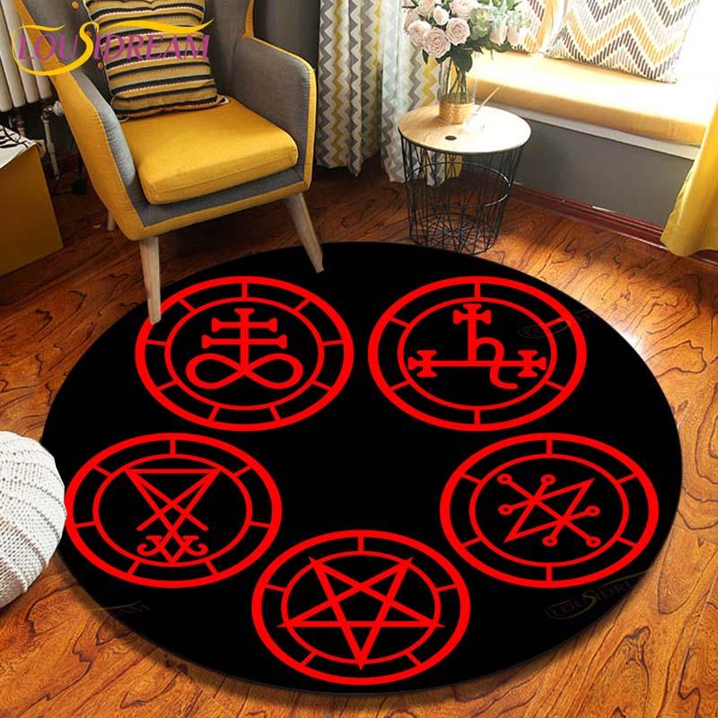 

Череп Сатани 3D-принт Водонепроникний і протиковзкий круглий милий килимок Круглий килимок Вітальня Дитячий стілець Килимовий намет 60cm