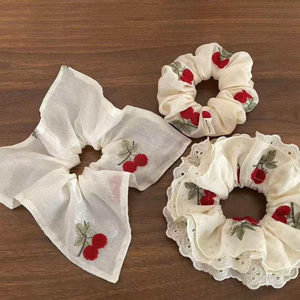 1pc weet Embroidered Cherry Four-Layer Lace large intestine hair ring Elegant Headband Scarf Hairpin, Bun Hairpin Flower Hairpin