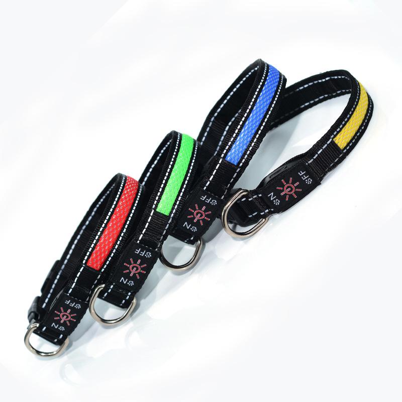 Pet collar LED luminous collar Dog collar USB charging Night luminous dog luminous S красный