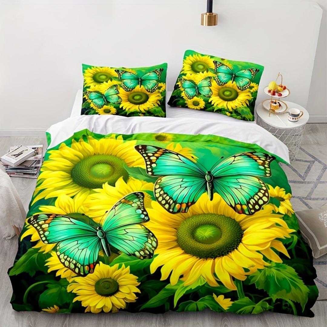 

3pcs Beautiful Sunflow 3D Printed Bedding Set Cozy Comfortable Duvet Cover King Queen Twin Size Birthday Gift Bedroom Decoration EU Single 135x200cm