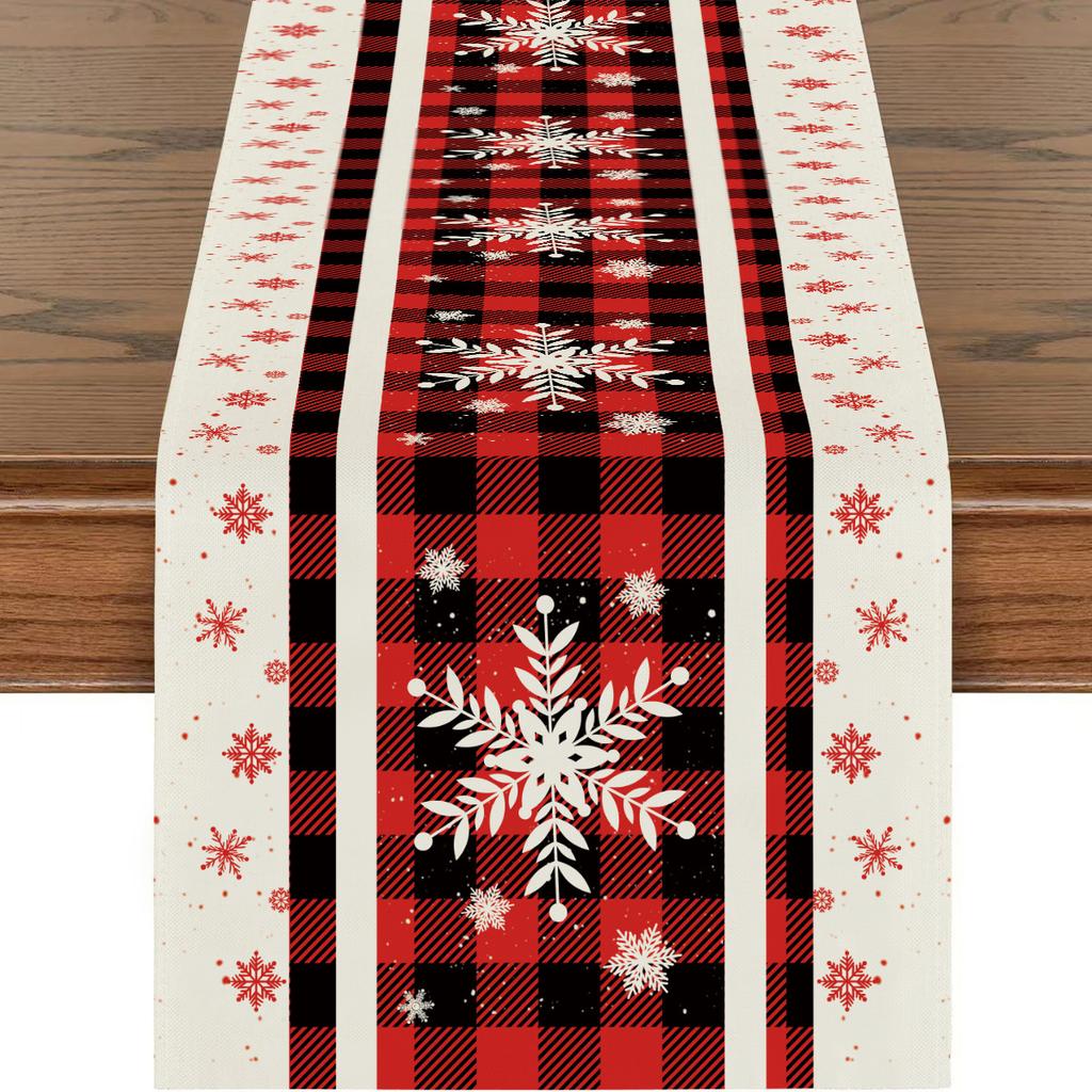 Christmas Table Runner Santa Tree Print 2026 New Year Party Festive Dining Table Decor Xmas Tablecloth