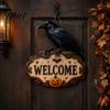 Creative Gift for Friends Halloween Wooden Welcome Sign, Spooky Skull Frog Crow Witch Door Hanger, Realistic Skeleton Sign 2D Wall Hanging Home Party