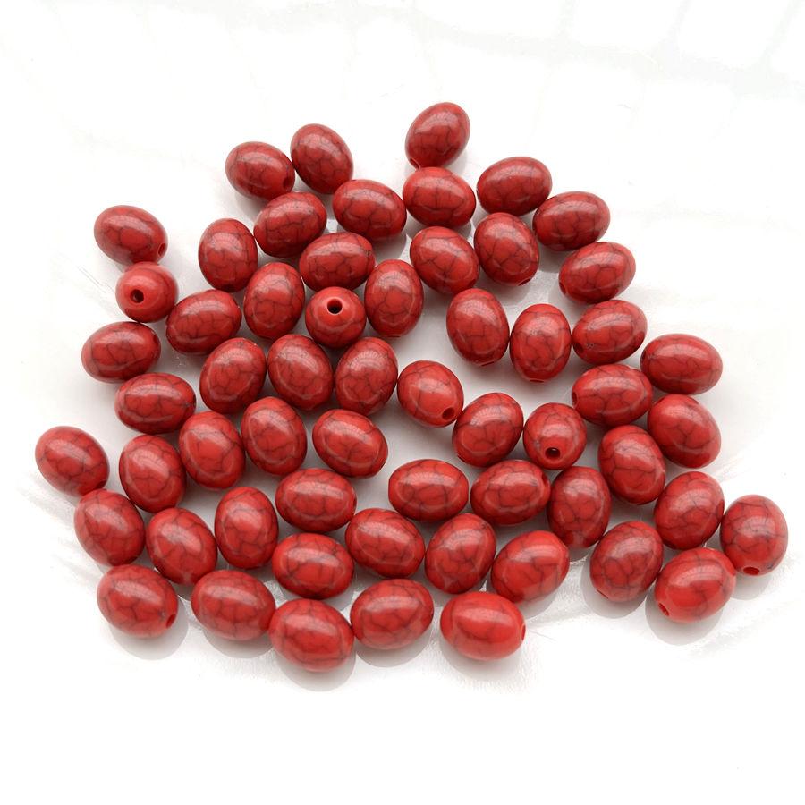 

50 шт 8 мм*10 мм очаровательные ретро-цветные овальные бусины с прямым отверстием, подходящие для изготовления ювелирных изделий, браслетов, предметов декора, самодельных бусинок красный