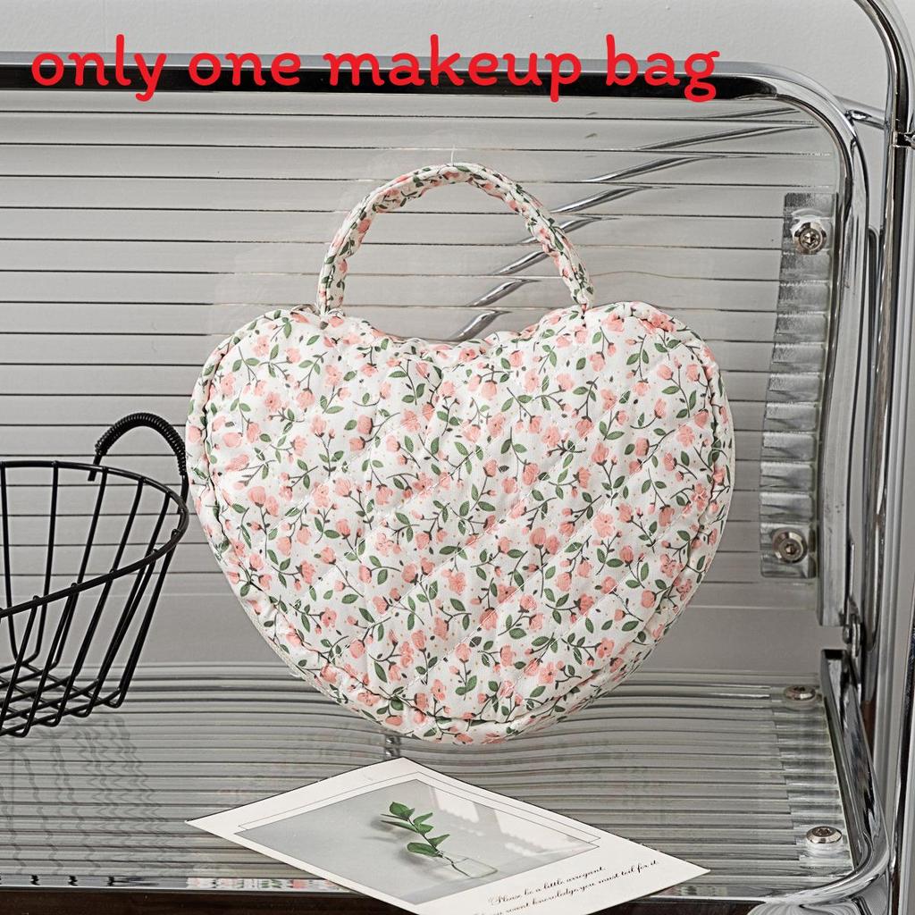 Floral Woman Travel Makeup Bag With Large Capacity And Quilted Design For Home Storage
