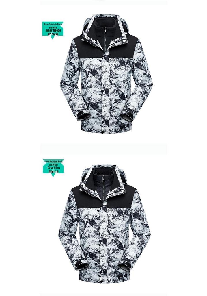 Men's Japanese Style 3-in-1 Detachable Windproof Waterproof Autumn/Winter Mountaineering Jacket.