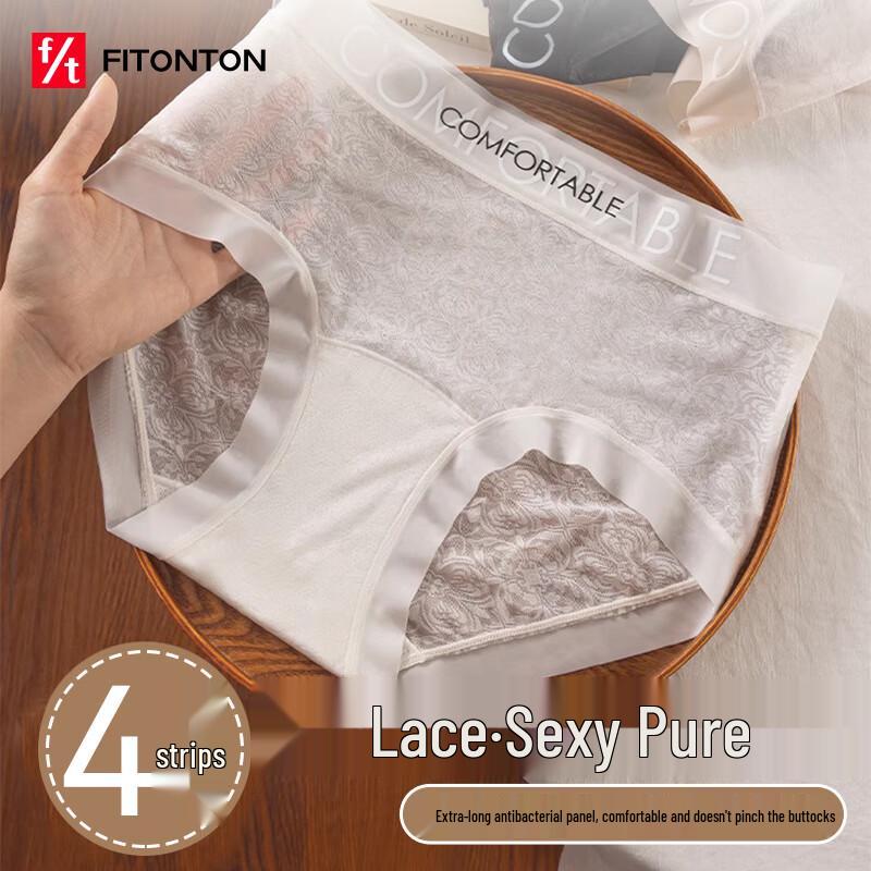 

FitonTon Women s Ice Silk Seamless Lace Briefs 2XL