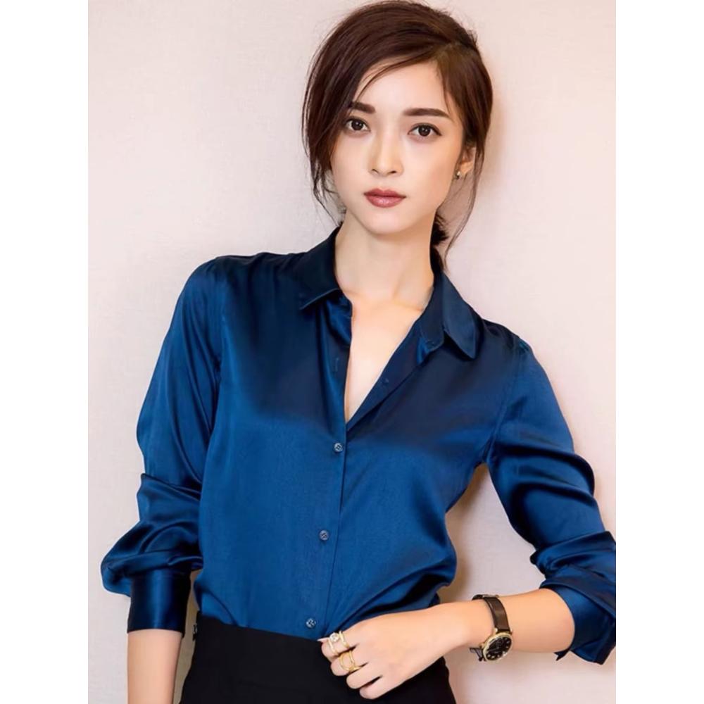 Japanese Satin Anti-wrinkle Droop Texture High-end Shirt for Women Long Sleeves Can Be Fashionable and Professional