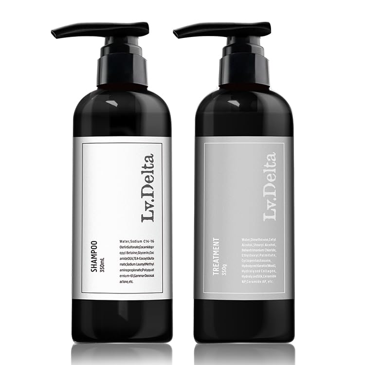 

LvDelta Shampoo and Treatment Set for Hair Scalp and Volume 350g Each Men, Perfume, Care, Repair, Boost, чёрный
