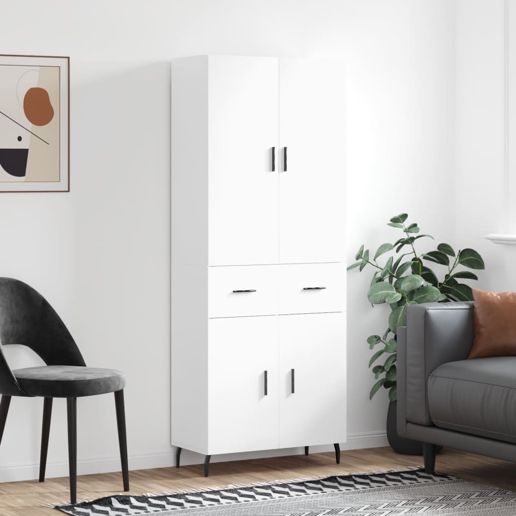 Vidaxl Display Cabinet, White, 69.5X34X180 Cm, Wood-Based Material